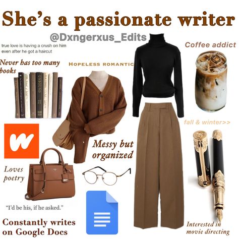 Thespian Aesthetic Outfit, Outfits For Writers, Writer Outfits Style, Philosophy Outfit, Writing Outfits, Isfp Outfit, Writers Outfits, Writer Academia Aesthetic Outfits, History Major Aesthetic Outfits