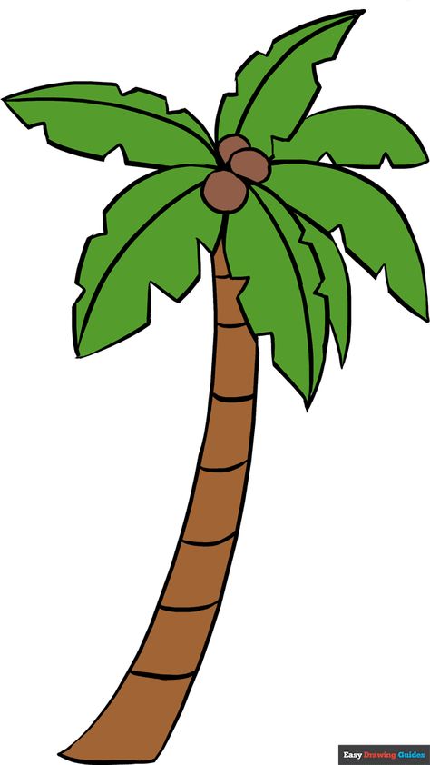 Draw A Palm Tree, Palm Tree Outline, Tree Drawing Easy, How To Draw Nature, Coconut Tree Drawing, Nature Arts And Crafts, Palm Tree Sketch, Cartoon Palm Tree, Nature Art Ideas