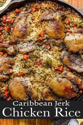 Harvest Hash, Jerk Chicken And Rice, Caribbean Chicken, Chicken And Rice Recipe, Jamaican Cuisine, Jamaican Dishes, Cheap Meal Ideas, Jerk Seasoning, Easy One Pot Meals