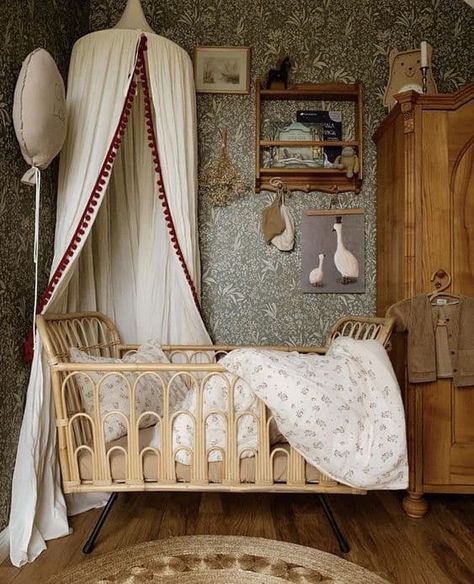 16 Cottage Core Nursery Decor Ideas » Lady Decluttered Cottage Nursery Vintage, Vintage Cottage Nursery, Whimsical Boy Nursery, Vintage Storybook Nursery, Victorian Baby Room, Victorian Kids Room, Nursery Victorian, Berry Nursery, Nursery Cottagecore