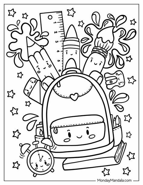 20 Back To School Coloring Pages (Free Printables) Back To School Coloring Pages, Arte Doodle, Free Preschool Printables, School Coloring Pages, Batman Wallpaper, Daycare Crafts, Easy Coloring Pages, Flower Coloring Pages, Coloring Book Art