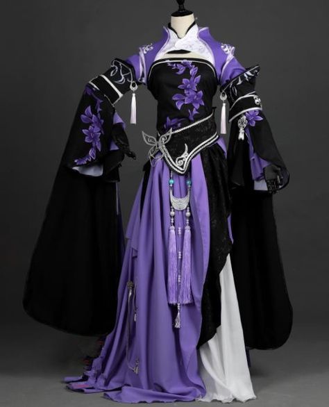 Chinese Ancient Cosplay Han Dynasty Young Lady Costumes, Chinese Traditional Purple Dress Clothing Chinese Cosplay Swordsman Costume for Women Black Chiffon Bridesmaid Dresses, Chinese Cosplay, Mode Kimono, Han Dynasty, Chinese Ancient, Kraf Diy, Fantasy Gowns, Anime Dress, Fantasy Dress