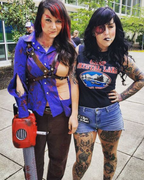 Bri Cummings & Tori Bracken's epic #EvilDead & #Friday13th cosplay at #CrypticonSeattle https://www.instagram.com/p/BGBXgoMxn6Y/?taken-by=z0mbri Ash Williams Icon, Camp Crystal Lake Counselor, Crystal Lake Camp, Ash Williams, Camp Crystal Lake, Final Girl, Camp Counselor, Evil Dead, Two Best Friends