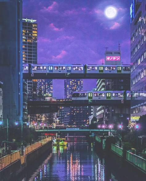 City Pop Aesthetic, Cyberpunk Game, Ville Cyberpunk, Purple City, Tokyo Aesthetic, Neon Noir, Neon City, App Ideas, Neo Tokyo