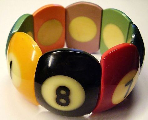 8 Ball Bracelet, 8 Ball Jewelry, Twee Jewelry, Weird Bracelets, 80s Jewelry, Billiard Ball, Pool Ball, Bakelite Jewelry, Ruby Rings