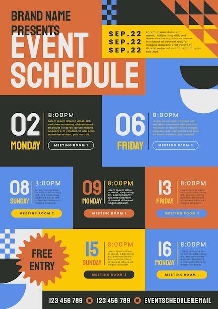 Schedule Design Layout, Graphic Design Schedule, Event Schedule Design, Event Poster Inspiration, Agenda Design, Event Brochure, Event Poster Template, Flyer Design Inspiration, Event Poster Design