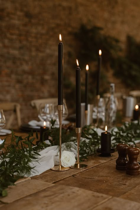 Black Candle Wedding, Candle For Wedding, Middleton Lodge, Black Wedding Decorations, Monochrome Weddings, Black And White Wedding Theme, Sentimental Wedding, White Wedding Theme, Black Candle