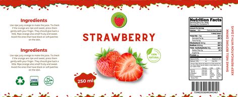 Juice Bottle Label Template on Behance Strawberry Label Design, Juice Bottle Label Design, Drink Label Design, Label Minuman, Juice Label Design, Design Kemasan, Juice Aesthetic, Beverage Label, Tutorial Canva