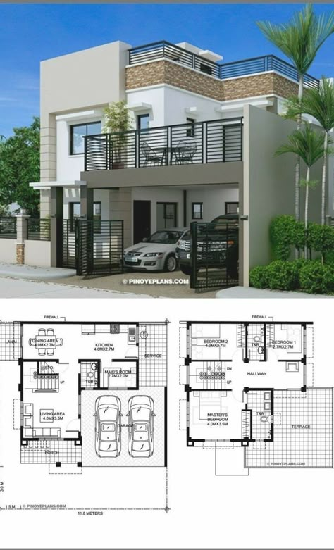 Philippines House Design, Philippine Houses, Two Story House Design, Modern House Floor Plans, Plan Architecture, 2 Storey House Design, Affordable House Plans, 2 Storey House, Two Story House