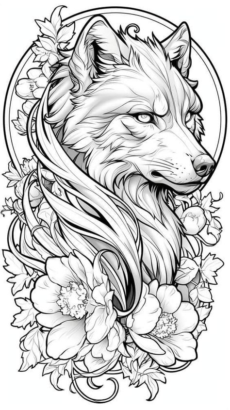 Tattoo ideas 💡💥‼️‼️‼️ Fox And Dragon Tattoo, Dreamcatcher Tattoo Sleeve, Printable Tattoo Designs Stencil, Griffon Tattoo, Line Tattoo Design, Voll Arm-tattoos, Fenrir Tattoo, Gotik Tattoo, Wolf Tattoo Design