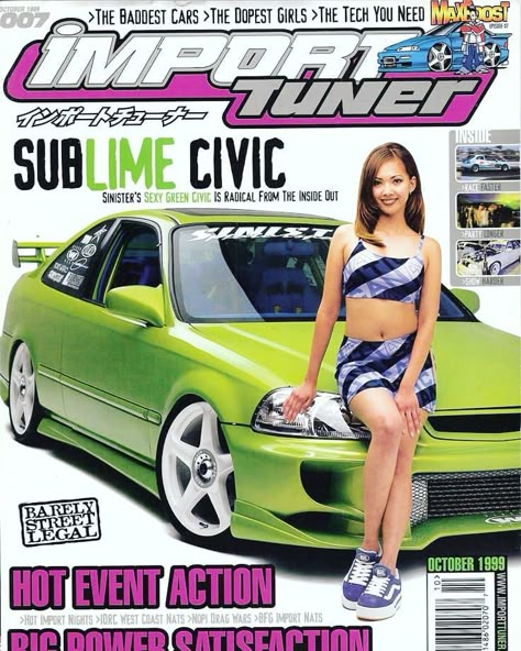 Import Tuner Magazine Covers, Import Tuner Magazine, Em1 Civic, Jdm Magazine, Tokyo Cars, Y2k Cars, Automotive Magazine, Import Tuner, Car Interior Diy