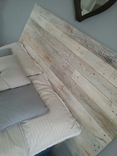 Handmade Headboard, Bleach Wood, Slat Headboard, Handmade Headboards, Bleached Wood, Pallet Boards, Slatted Headboard, White Headboard, Old Pallets