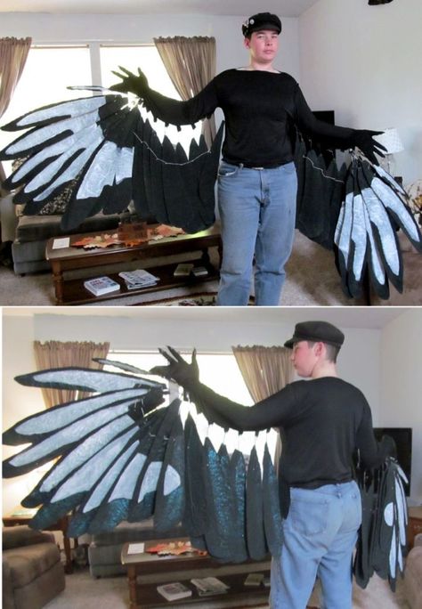 Harpy Cosplay, Harpy Costume, Crow Costume, Cosplay Wings, Diy Wings, Bird Costume, Bird Masks, Dragon Costume, Bird Wings