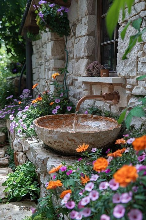 Whimsical Yard, Water Features In The Garden, Have Inspiration, Outdoor Gardens Design, Garden Fountains, Easy Garden, Courtyard Garden, Garden Cottage, Ideas Garden