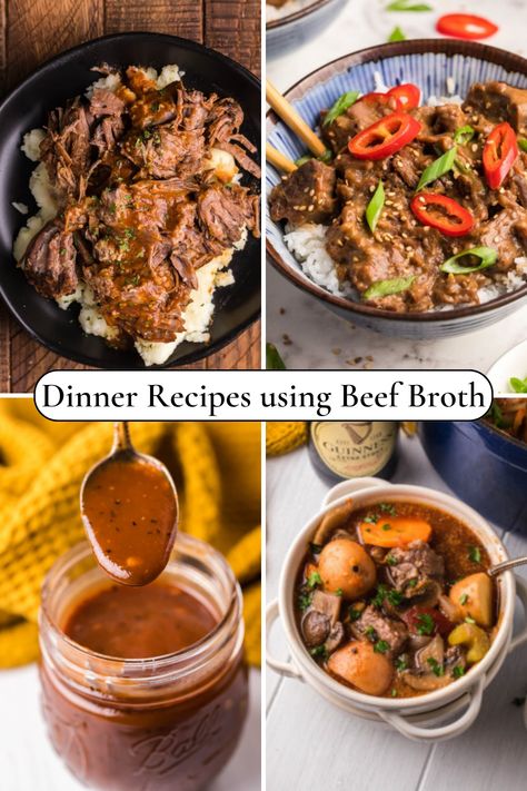 Things To Make With Beef Broth, Dinner With Beef Broth, Soups With Beef Broth Base, What To Do With Beef Broth, Leftover Beef Broth Recipes, What To Make With Beef Broth, Beef Broth Recipes Dinners, Recipes With Beef Broth, Recipes Using Beef Broth