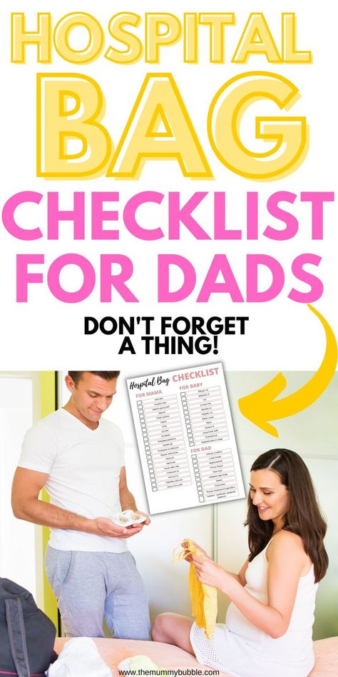 A complete guide to what to pack in a hospital bag for dad - plus a free download and print checklist featuring everything you need for mama, baby and dad. Dads Hospital Bag, Pregnancy Safe Tea, Hospital Bag For Dad, Dad Hospital Bag, Hospital Checklist, Pregnancy Hospital Bag, Birth Partner, Pregnancy Must Haves, Hospital Bag Checklist