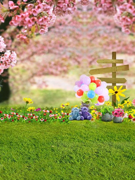 Baby Photography Backdrop, Easter Backdrops, Photoshop Backgrounds Backdrops, Photoshop Backgrounds Free, Flowers Cute, Kids Background, Waterfall Photography, Studio Backdrops, Balloon Backdrop