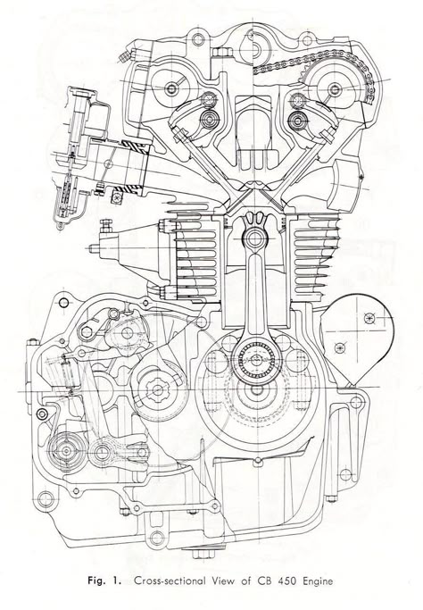 CB450 K0 engine cross-section drawing #illustration #design #motorcycles #motos | caferacerpasion.com Motorcycle Diagram, Engine Drawing, Cb 450, Engine Diagram, Motor Klasik, Nitro Circus, Motorcycle Drawing, Bike Drawing, Section Drawing