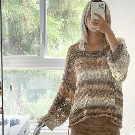 Loose Knit Sweater Pattern, Oversized Loose Knit Sweater, Crochet Cardigan Girl, Crochet Jumper, Fall Knitting, Cardigan Design, Open Sweater, Loose Knit Sweaters, Oversized Knitted Sweaters