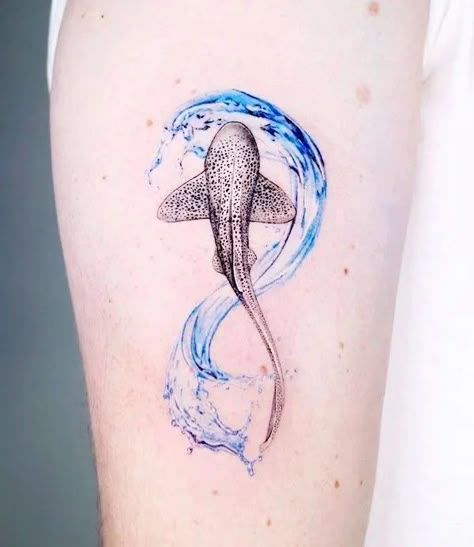 Ocean Inspired Tattoos, Small Shark Tattoo, Ocean Life Tattoos, Ocean Tattoo Ideas, Water Tattoos, Sea Tattoos, Whale Shark Tattoo, Underwater Tattoo, Our Mindful Life