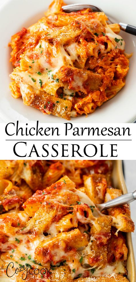 Parmesan Casserole, Chicken Parmesan Casserole, Leftover Rotisserie Chicken, Pasta Dinner Recipes, Easy Casserole Recipes, Easy Casserole, Chicken Dishes Recipes, Chicken Parmesan, Chicken Dinner Recipes