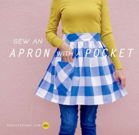 TUTORIAL: Apron with a Pocket – MADE EVERYDAY Apron Free Pattern, Sew An Apron, Easy Apron, Skirt Apron, Quick Sew, Blush Fabric, Diy Apron, Apron Patterns, Wrap Dress Pattern