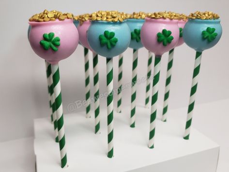 St Patrick Gender Reveal Ideas, St Patrick’s Cake Pops, Gender Reveal St Pattys Day, St Pattys Gender Reveal, St Pattys Day Gender Reveal, Shamrock Gender Reveal, St Patricks Gender Reveal Party, First Birthday St Patricks Day, St Patrick's Day Gender Reveal