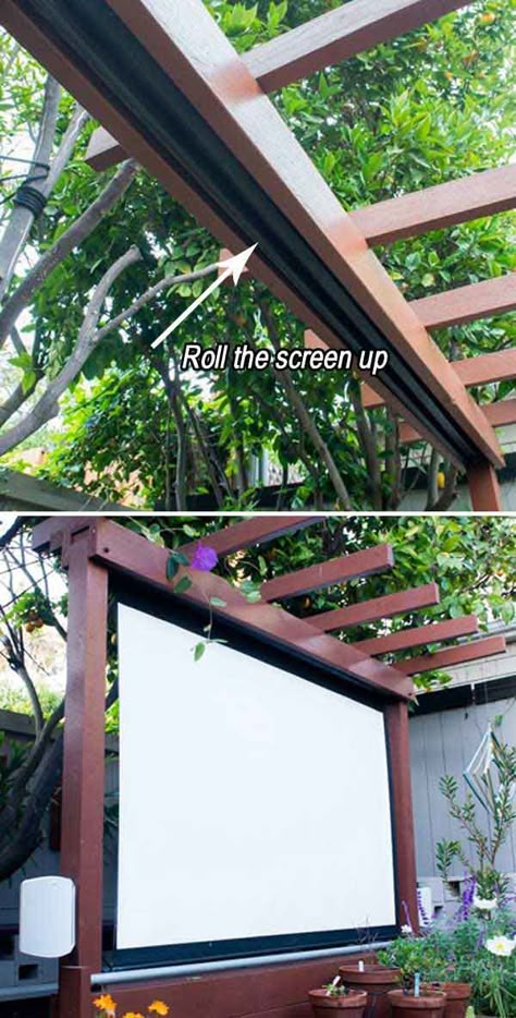 Pergola Wood, Backyard Movie, Have Inspiration, Backyard Diy Projects, Shade Structure, Movie Screen, Outside Ideas, Outdoor Movie, Landscape Designs