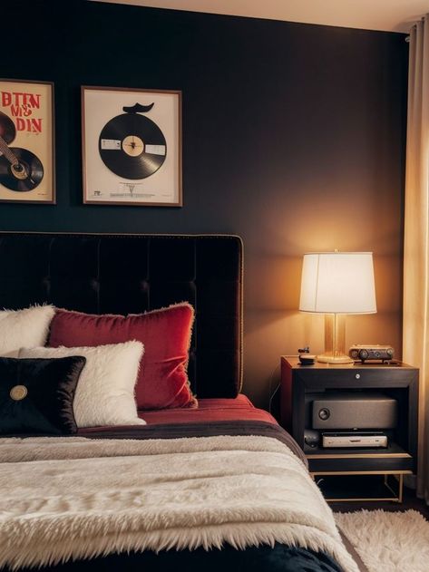 Velvet Tufted Headboard, Rockstar Girlfriend Aesthetic, Rockstar Girl, Girlfriend Aesthetic, New Room Decor, Rockstar Aesthetic, New Apartment Ideas, Vintage Record Player, Rockstar Girlfriend