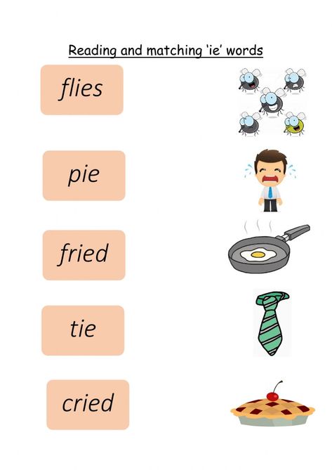 'ie' words online worksheet for P1. You can do the exercises online or download the worksheet as pdf. Ie Words Worksheet, Ie Words Phonics, Ee Words, Capital Letters Worksheet, Match Worksheet, Preschool Counting Worksheets, Phonics Worksheets Free, Cvc Words Worksheets, Cvc Words Kindergarten