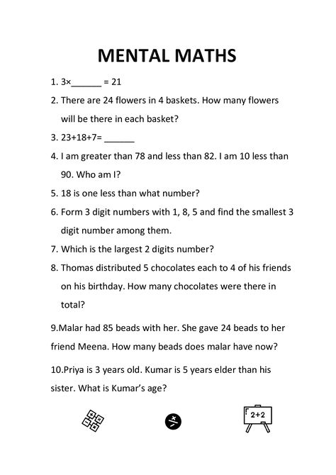 Worksheet For Class 6 Maths, Gr 3 Math Worksheets, 3 Rd Class Maths Worksheets, Basic Math Facts Practice, Mental Maths For Class 1, Maths Worksheets For Grade 4 And 5, Maths Worksheets Grade 3 Division, Olympiad Maths Worksheet For Grade 2, Math Year 4 Worksheets