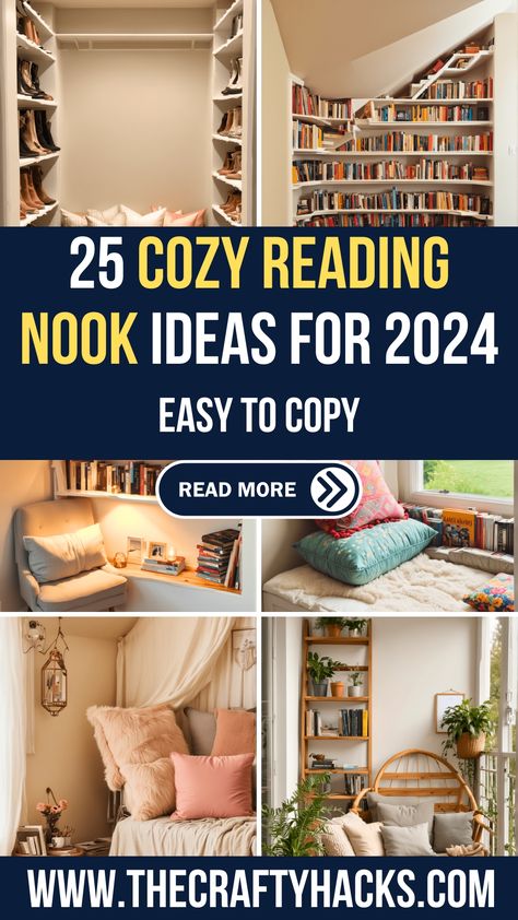 25 Cozy Reading Nook Ideas – The Crafty Hacks Small Book Nook Ideas, Corner Reading Nook Living Room, Bedroom Reading Nook Cozy Corner, Small Reading Nook Cozy Corner, Reading Nook Living Room, Library Walls, Corner Reading Nook, Nook Living Room, Wall Nook