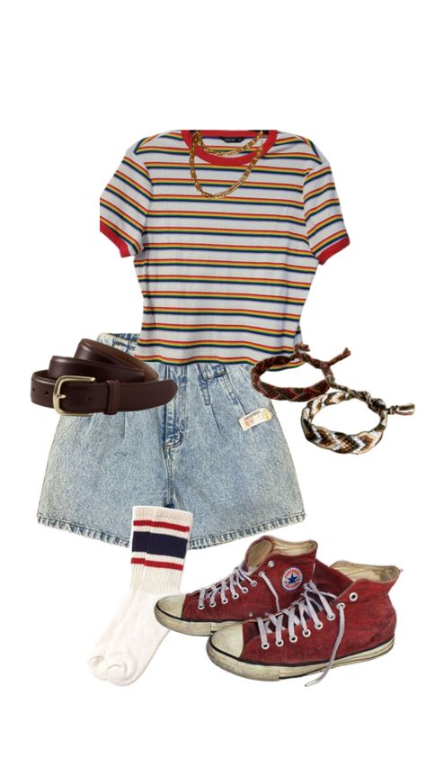 80s Converse Outfit, Cute 1980s Outfits, 80s Inspired Outfits Summer, 1980s Summer Outfits, 80s Summer Outfits Vintage, 80s School Outfits, 80s Shorts Outfits, 1980s Summer Fashion, 1980s Outfit Ideas