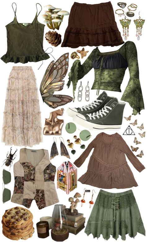 Garden Fairy Core Outfits, Forest Core Outfits Grunge, Trilogy Tour Outfit Ideas, Dark Fairy Core Outfits, Fairycore Grunge Outfits, Average Body Type, Nature Inspired Outfits, Naturecore Outfit, Marauders Era Outfits