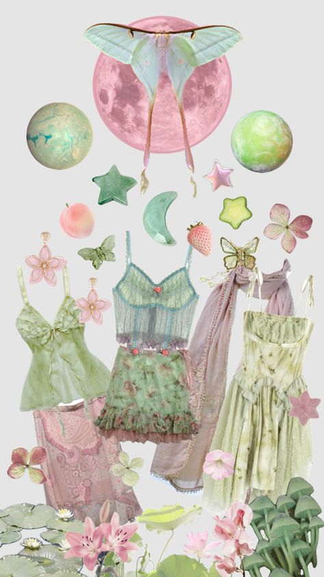 #myfirstshuffle Luna moth outfit pink and green fairy inspo collage Moth Outfit, Kida Disney, Inspo Collage, Fairy Outfit, Green Fairy, Cottagecore Outfits, Fairy Aesthetic, Concept Clothing, Outfit Pink