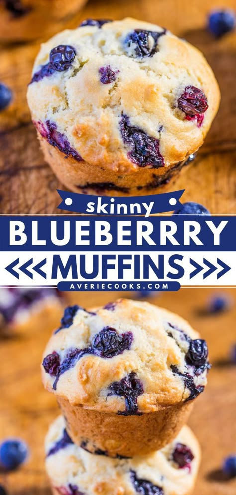 Skinny Blueberry Muffins, back to school recipes, breakfast muffins Low Calorie Blueberry Muffins, Low Calorie Muffins, Low Cal Breakfast, Healthy Blueberry Muffins, Low Calorie Breakfast, Baking Powder Uses, Low Calorie Meals, Healthy Blueberry, Calorie Meals