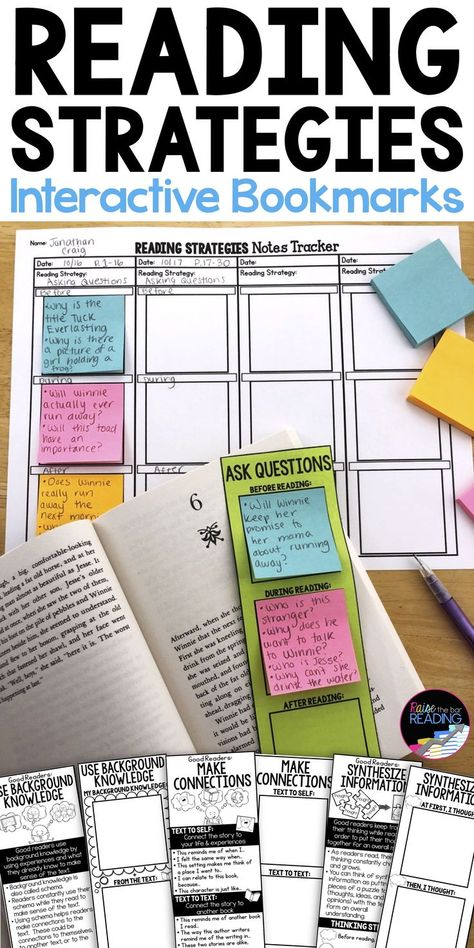 Love these!  Reading strategies bookmarks have a reading comprehension strategy poster on one side and then space for students to independently interact with the reading strategy on the back. Strategies include visualizing, using context clues, close reading, synthesizing information, making connections, making predictions, making inferences, asking questions, and drawing conclusions. Reading Strategy Posters | Reading Comprehension Strategies Activities | Reading Bookmarks | Guided Reading Reading Comprehension Strategies Posters, Reading Strategy Posters, Comprehension Bookmarks, Reading Strategy Bookmarks, Reading Response Worksheets, Reading Strategies Posters, Guided Reading Activities, Making Predictions, Reading Strategy