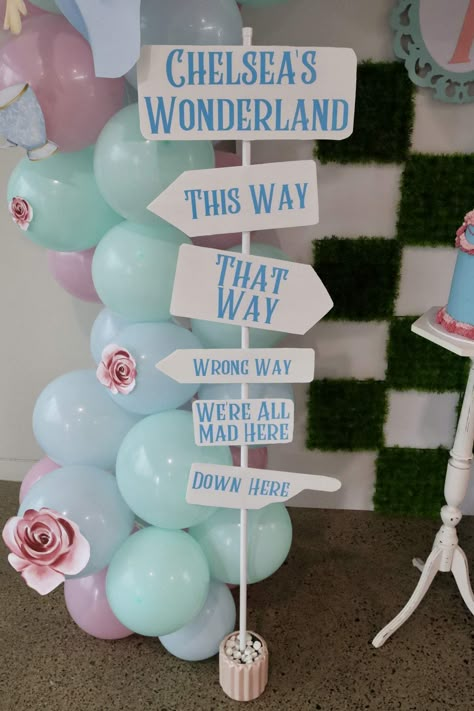 Welcome To Onederland, Alice In Wonderland Party One Year Old, One In Wonderland, Alice Wonderland Bakery Birthday Party, Alice In Wonderland Two Year Old Party, Alice In Wonderland Half Birthday, Alice In Wonderland First Birthday Ideas, One Derland Birthday Theme, 1st Birthday Onederland Theme