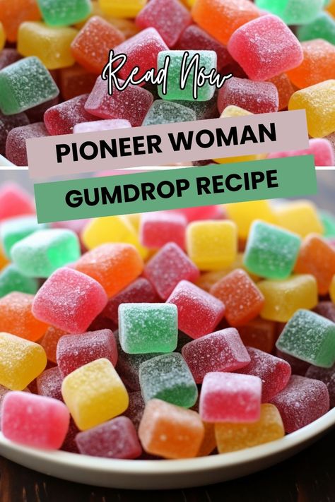 Add some sweet and colorful fun to your baking repertoire with this unique gumdrop recipe from the Pioneer Woman. Try it today for a special treat! Homemade Gum Drops, Nougat Gumdrop Candy, Pioneer Woman Gumdrops, Gum Drop Candy Recipe, Diy Gumdrops, Pulled Candy Recipe, Fun Christmas Snacks, Homemade Gumdrops, Gumdrop Recipe