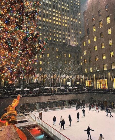 NYC • Chrisrmas • Ice skating • Christmas Tree • Winter Aesthetic • Winter Vibes • Snow • Cold New York Noel, Christmas Nyc, New York City Christmas, Winter Nyc, San Myshuno, New York Winter, Nyc Christmas, Nyc Aesthetic, Nyc Life