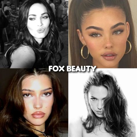 Sharp Nose Aesthetic, Fox Pretty Face Aesthetic, Beauty Types Faces, Fox Beauty Face, Animal Pretty Face Types, Fox Pretty Face, Fox Pretty Makeup, Cat Face Type, Cat Beauty Face Type