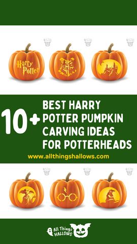 Harry Potter Pumpkin Carving Ideas Harry Potter Pumpkin Carving Ideas, Harry Potter Pumpkin Carving, The Dark Mark, Harry Potter Pumpkin, Pumpkin Idea, Harry Potter Castle, The Golden Snitch, Cute Pumpkin Carving, Pumpkin Designs