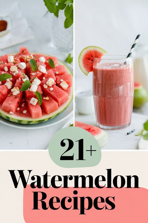 Brighten your summer with these fun watermelon recipes! From juicy salads to cool smoothies and tasty popsicles there's something for everyone. Enjoy the refreshing flavors of summer picnics barbecues and pool parties. These delicious ideas will keep you smiling all season long with watermelon as the star ingredient! Fruit Roll Up Recipe, Watermelon Smoothie Bowl, Watermelon Ice Pops, Watermelon Juice Recipe, Nectarine Recipes, Watermelon Salad Recipes, Melon Recipes, Watermelon Popsicles, Watermelon Sorbet