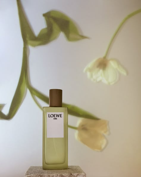 Photoshoot Perfume, Ethereal Product Photography, Tulip Still Life Photography, Loewe Perfume Photography, Beauty Still Life Photography, Product Styling Ideas, Product Photography Flowers, Perfume Flower, Loewe Still Life