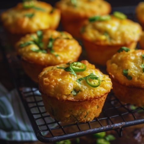 Cornbread Jalapeño Popping Muffins: A Spicy, Savory Snack Homeschool Snacks, Cornbread Appetizer, Cornbread Jalapeno, Savory Cornbread Recipe, Mini Cornbread Muffins, Jalapeno Corn Muffins, Jalapeno Recipe, Savory Cornbread, Spicy Queso