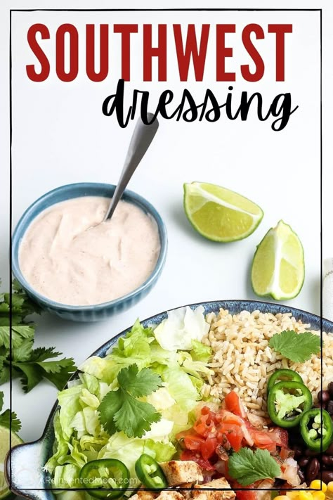 Healthy Sauce For Chicken, Greek Yogurt Salad Dressing, Southwest Dressing, Fajita Sauce, Chicken And Fries, Southwest Sauce, Taco Salad Dressing, Healthy Dressing Recipes, Healthy Burrito Bowl