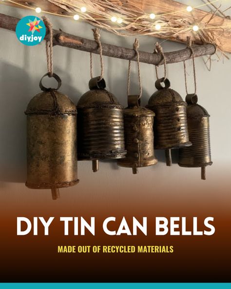 Old Tin Cans Ideas Diy Projects, Diy Aluminum Can Crafts, Old Tin Projects, Aluminum Projects, Metal Wind Chimes, Glue Stick Crafts, Recycled Tin Cans, Tin Can Art, Aluminum Can Crafts