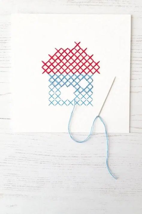 How to Cross Stitch on Paper  – Scrap Booking Stitch On Paper, Stitching On Paper, Decorative Cross, Embroidery Cards, Family Christmas Cards, Paper Embroidery, Yes It Is, Simple Cross Stitch, Crochet Embroidery