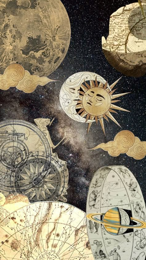 #aesthetic #collage #space #night #stars #astronomy #vintage #inspo #academia Astronomy Art Vintage, Wall Board Ideas, Ac Wallpaper, Astrology Collage, Space Academia, Compass Wallpaper, Astronomy Vintage, Astronomy Aesthetic, Concept Collage