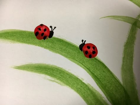 Ladybug Fingerprint Art, Finger Print Painting Ideas, Ladybug Finger Print, Finger Painting Ideas For Adults, Finger Painting Ideas, Spring Finger Painting For Kids, Finger Print Bugs, Preschool Auction Projects, Ladyfinger Painting For Kids